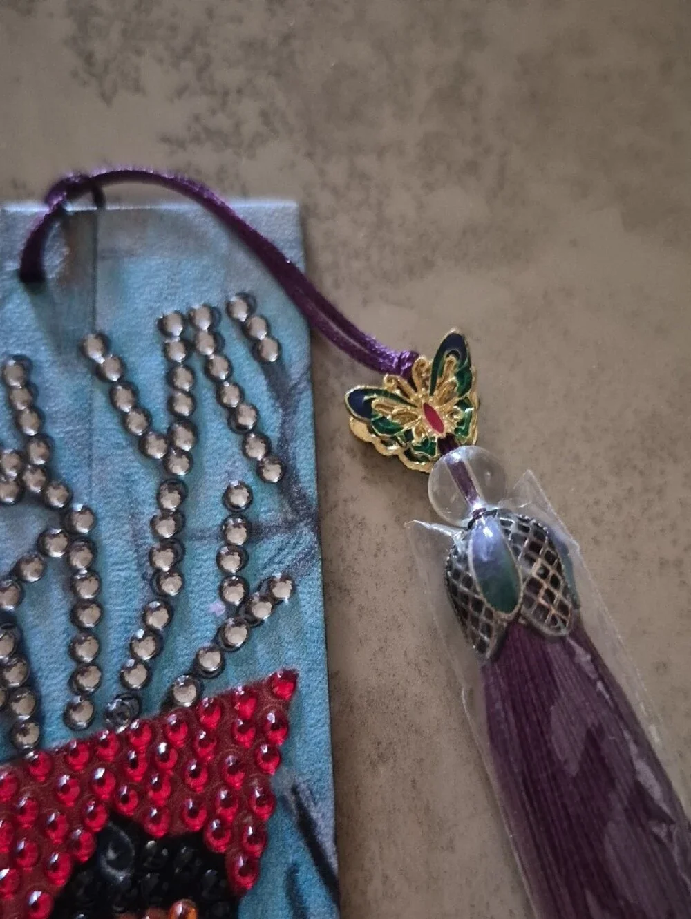 Neiman Marcus Red Cardinal Bookmark with Purple Tassel